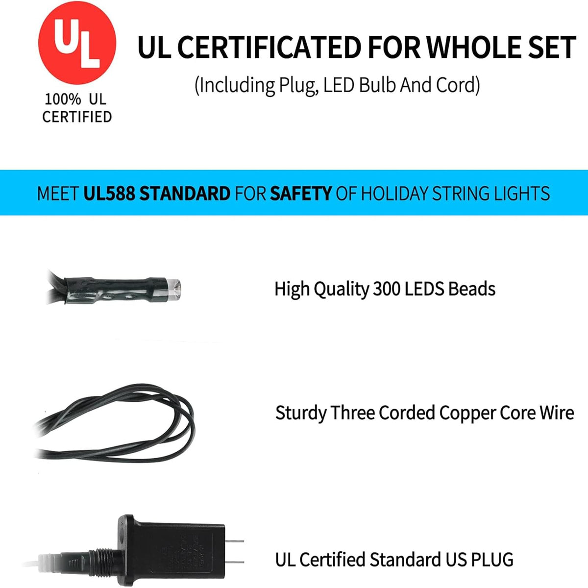 Luces navideñas MZD8391, 300 LED con control
