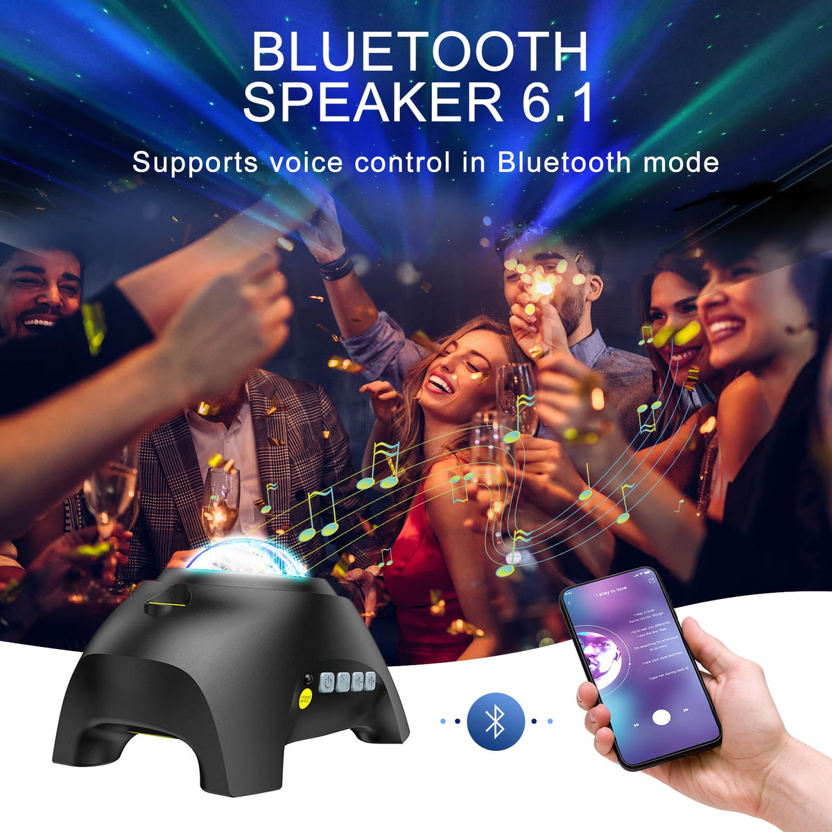 Proyector de auroras HODANS con parlante Bluetooth