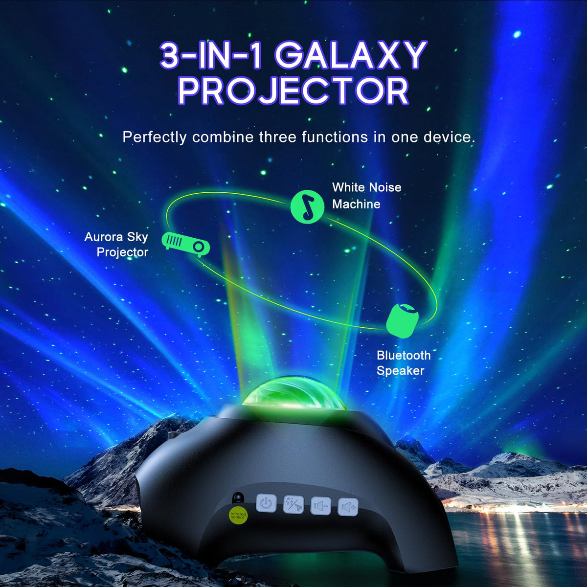 Proyector de auroras HODANS con parlante Bluetooth