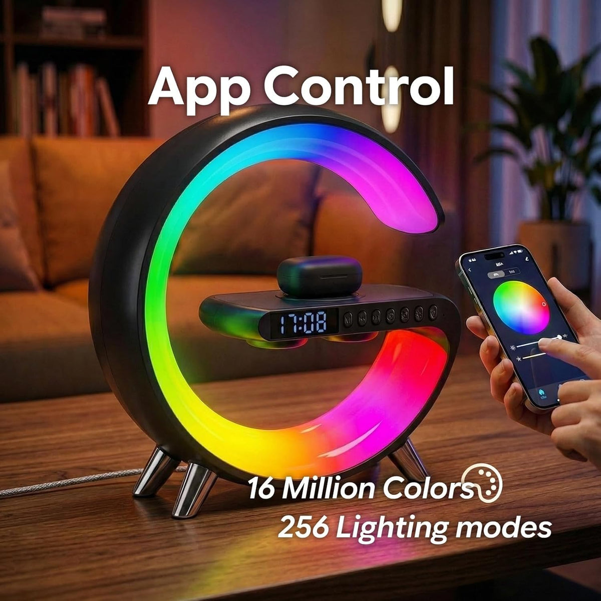 Lámpara LED 5 en 1 con cargador inalámbrico