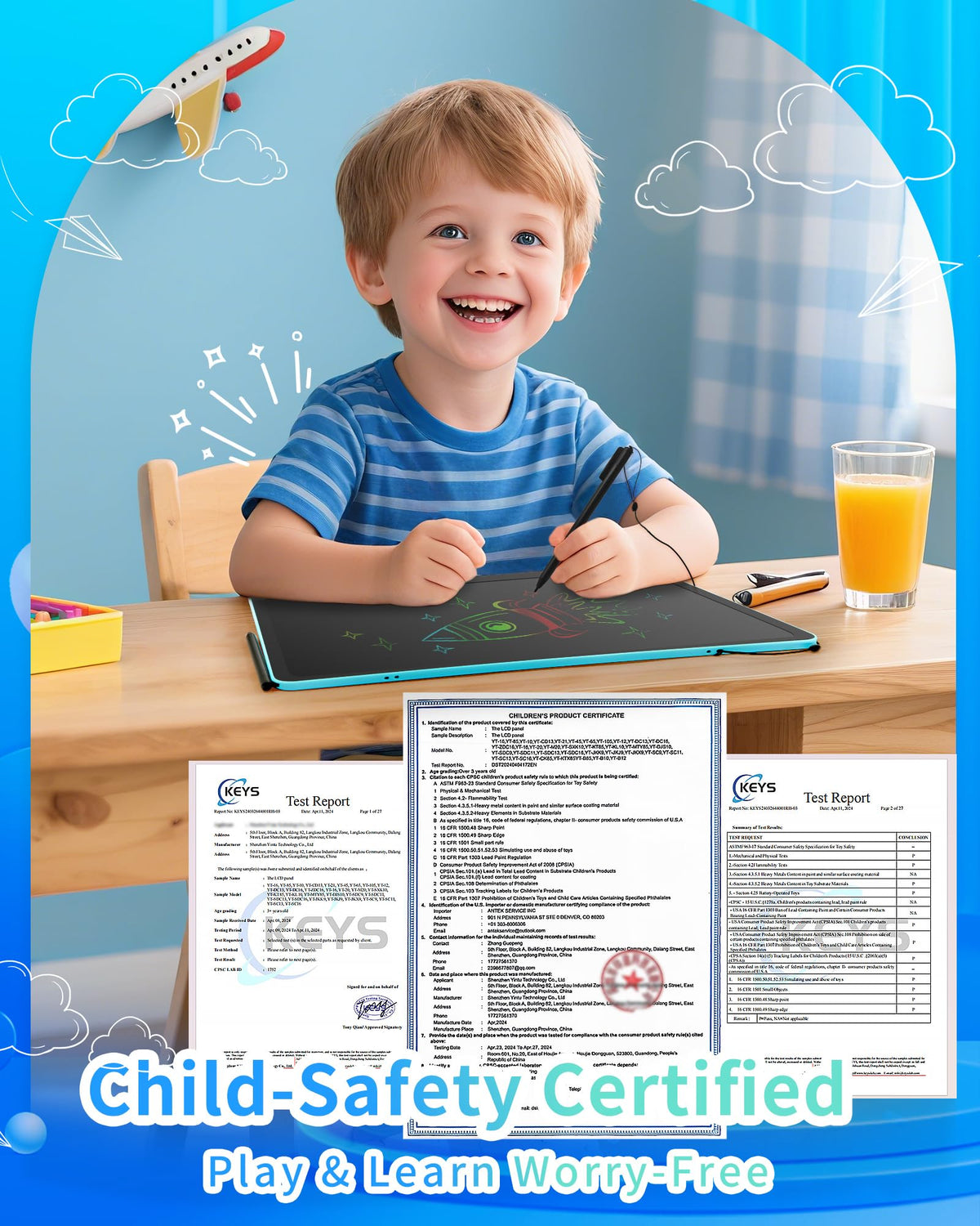 Pizarra LCD recargable de 16 pulgadas para niños