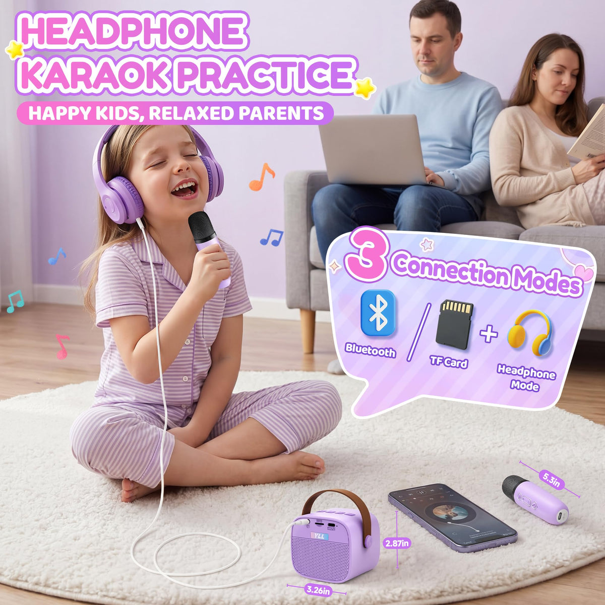 Karaoke infantil YLL con 2 micrófonos