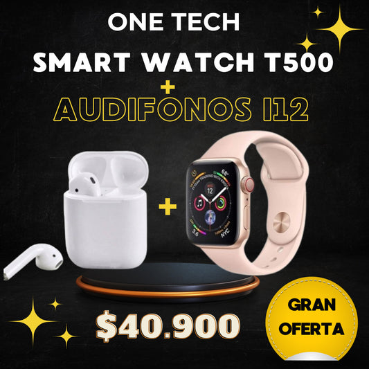 COMBO SMART WATCH T500 + AUDIFONO I12